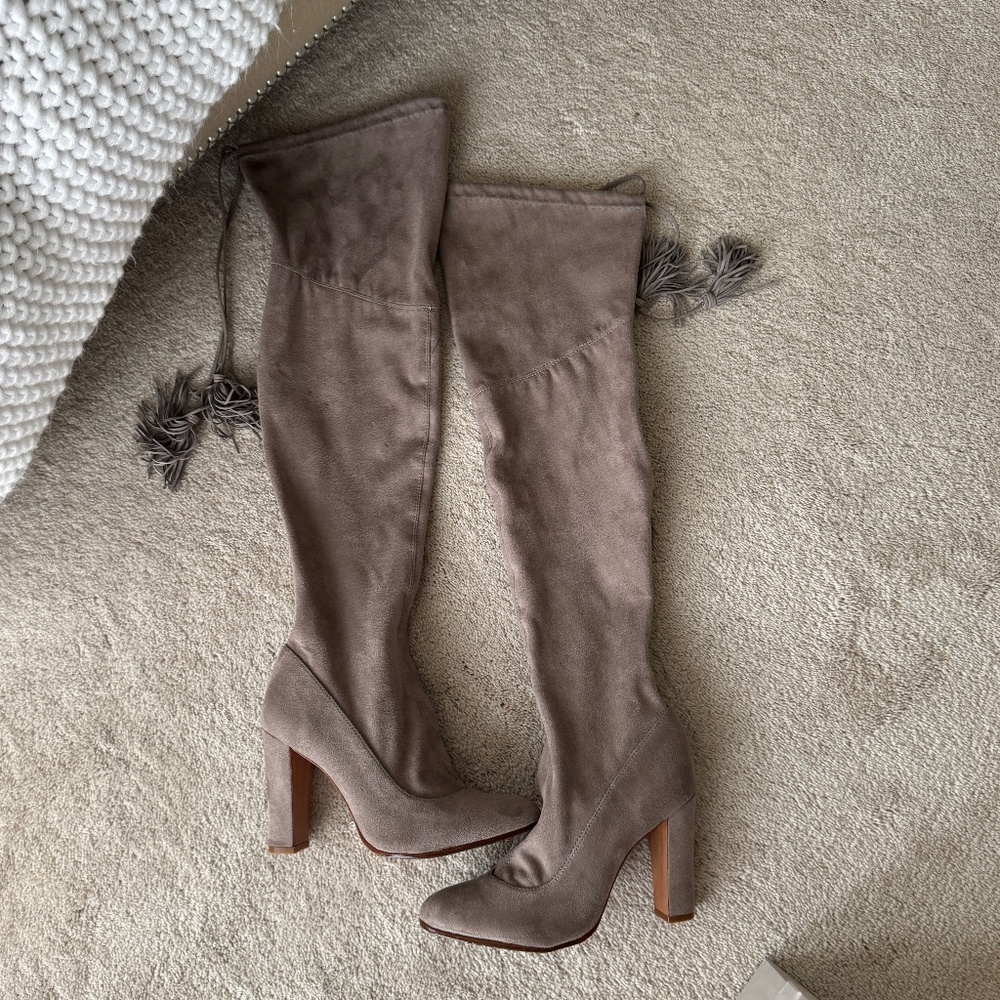 SCHUTZ Over The Knee Heeled Boot Gray